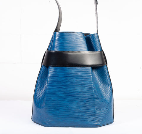 Authentic Louis Vuitton Black and Blue Epi Sac d'Epaule Bag