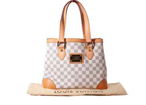 Authentic Louis Vuitton Damier Azur Hampstead MM Handbag
