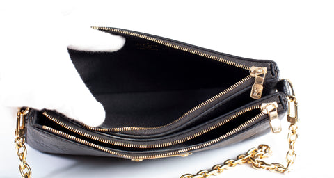 Authentic Louis Vuitton Black Monogram Empreinte Leather Liv Pochette