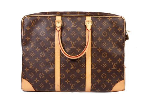 Authentic LOUIS VUITTON Monogram Canvas Porte Documents Voyage Briefcase