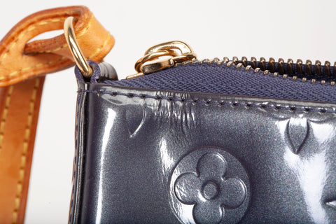 Authentic Louis Vuitton Indigo Vernis Monogram Mallory Vernis Square Bag