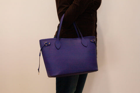 Authentic Louis Vuitton Purple Epi Leather Neverfull PM Tote Bag