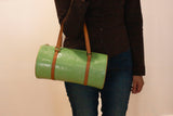 Authentic LOUIS VUITTON Monogram Green Bedford Vernis Papillon 30 Handbag