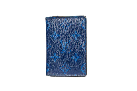 Authentic Louis Vuitton Monogram Taigarama Blue Pocket Organizer