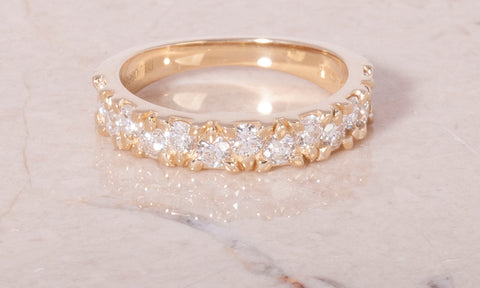 Brand New 14k Yellow Gold Lab Grown Diamond Half Eternity Band