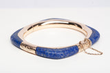 Ladies Lapis Lazuli 14k Yellow Gold Hinge Bangle Bracelet
