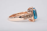 Le Vian 14k Rose Gold Blue Topaz with Chocolate and White Diamond Accents Ring