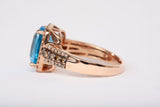 Le Vian 14k Rose Gold Blue Topaz with Chocolate and White Diamond Accents Ring
