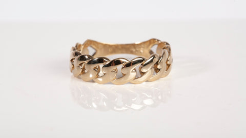Unisex 14k Yellow Gold Cuban Link Band Ring Size 8