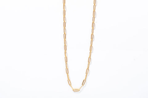 Unisex 14k Yellow Gold Paperclip Link Chain 24''