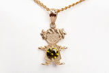 14k Yellow Gold Cubic Zirconia August Birthstone Daughter Pendant