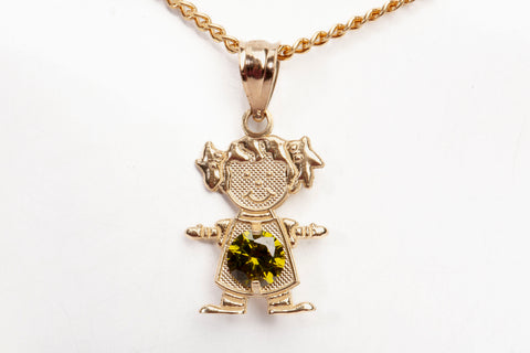 14k Yellow Gold Cubic Zirconia August Birthstone Daughter Pendant