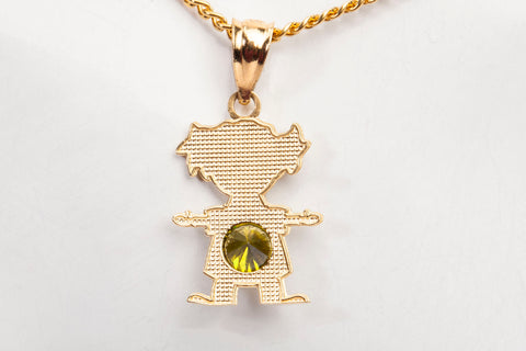 14k Yellow Gold Cubic Zirconia August Birthstone Daughter Pendant