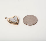 Precious Heart Shaped 14k Yellow Gold & Mother of Pearl Locket Pendant