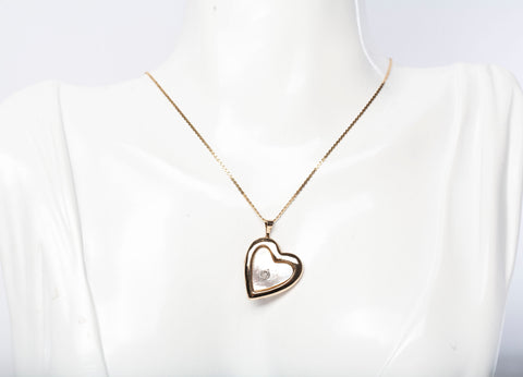 Precious Heart Shaped 14k Yellow Gold & Mother of Pearl Locket Pendant