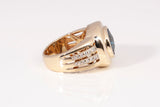 Stunning 14k Yellow Gold London Blue Topaz wit Diamond Accents Ring