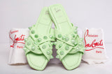 Authentic Christian Louboutin Miss Spika Club Leather Sandals Studio Green Size 8