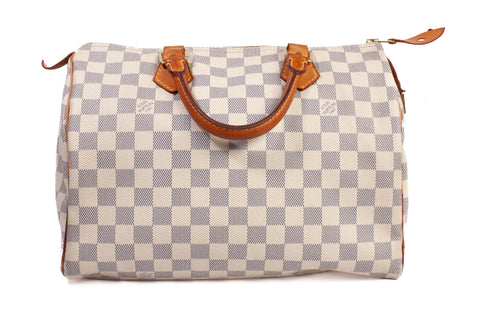 Authentic Louis Vuitton Damier Azur Canvas Speedy 35 Handbag