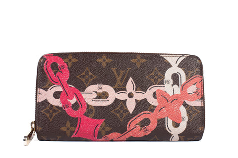 Authentic Louis Vuitton Chain Flower Monogram Canvas Zippy Wallet