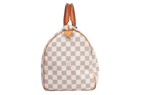 Authentic Louis Vuitton Damier Azur Canvas Speedy 35 Handbag