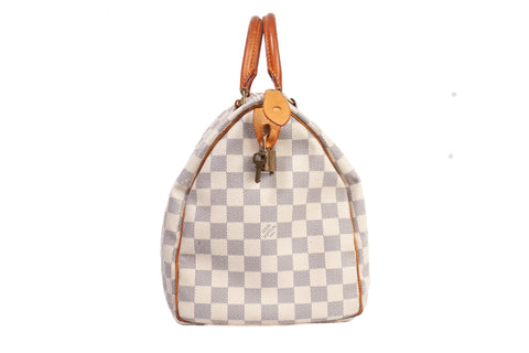 Authentic Louis Vuitton Damier Azur Canvas Speedy 35 Handbag