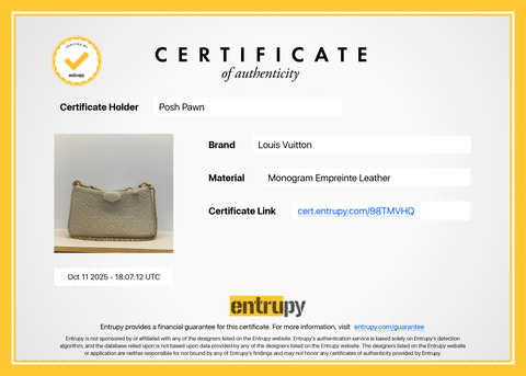 Authentic Cream Louis Vuitton Empreinte Easy Pouch On Strap