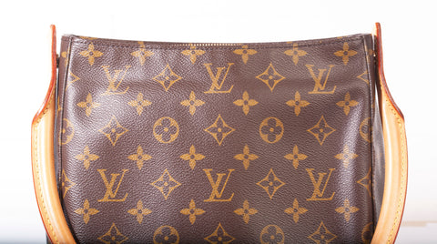 Authentic Louis Vuitton Brown Monogram Canvas Looping MM Shoulder Bag