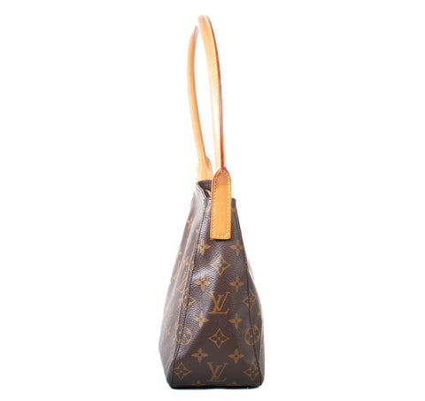 Authentic Louis Vuitton Brown Monogram Canvas Looping MM Shoulder Bag