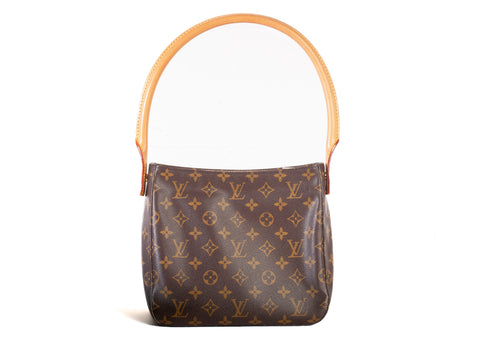 Authentic Louis Vuitton Brown Monogram Canvas Looping MM Shoulder Bag