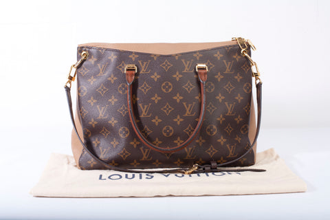 Authentic Louis Vuitton Brown Monogram Canvas Pallas Tote Bag