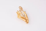 Ladies 18k Yellow Gold Solitaire Marquise Cut Hand Holding Pendant
