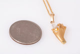 Ladies 18k Yellow Gold Solitaire Marquise Cut Hand Holding Pendant