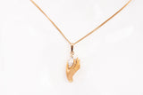 Ladies 18k Yellow Gold Solitaire Marquise Cut Hand Holding Pendant