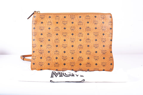 Authentic MCM Cognac Visetos Crossbody Pouch