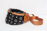 Authentic MCM Black Visetos Triple Pocket Sling Crossbody Bag