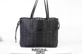 Authentic Black MCM Visetos Large Liz Reversible Shopper Tote Bag