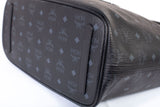 Authentic Black MCM Visetos Large Liz Reversible Shopper Tote Bag