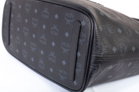 Authentic Black MCM Visetos Large Liz Reversible Shopper Tote Bag