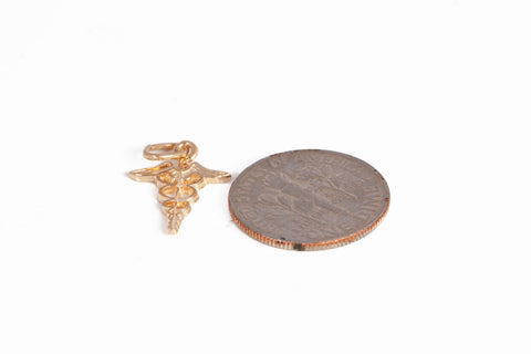 Unisex 14k Yellow Gold Dainty Medical Pendant