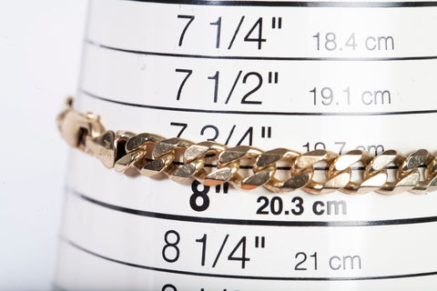 Unisex 14k Yellow Gold Cuban Link Bracelet Size 7.75"
