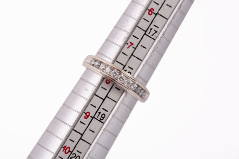 Unisex 14k White Gold Channel-Set Round Cut Diamond Wedding Band