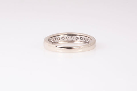 Unisex 14k White Gold Channel-Set Round Cut Diamond Wedding Band