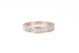 Unisex 14k White Gold Channel-Set Round Cut Diamond Wedding Band