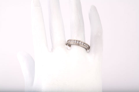 Unisex 14k White Gold Channel-Set Round Cut Diamond Wedding Band