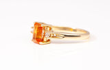 14K Yellow Gold Mandarin Garnet & Diamond Ring Size 5.25