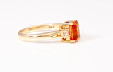 14K Yellow Gold Mandarin Garnet & Diamond Ring Size 5.25