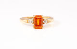 14K Yellow Gold Mandarin Garnet & Diamond Ring Size 5.25