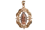 Ladies Virgin Mary 14k Tri-Color Gold Cubic Zirconia Accents Pendant