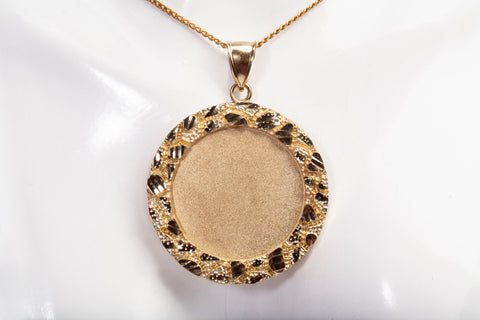 Men's 10k Yellow Gold Medallion Nugget Picture Pendant