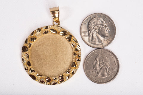 Men's 10k Yellow Gold Medallion Nugget Picture Pendant